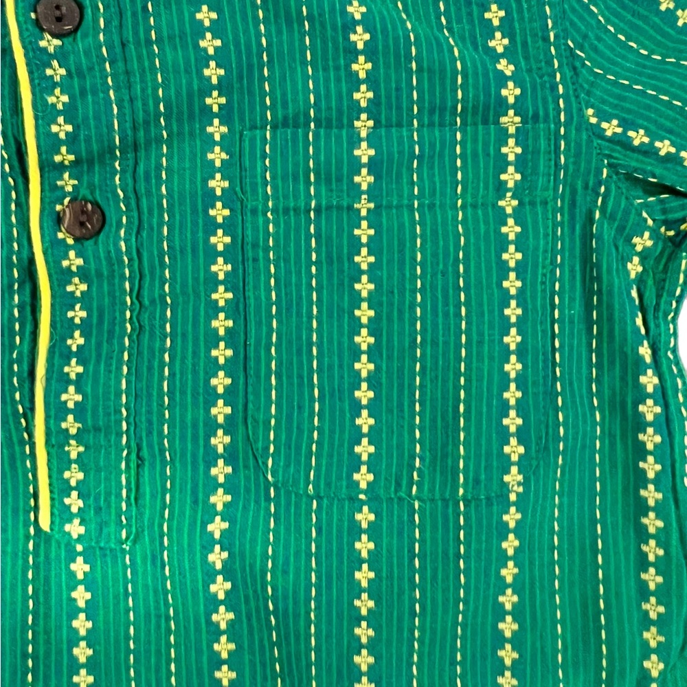Fabindia • Kids Green Printed Kurta - Picture 3 of 8